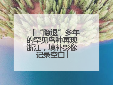 “隐退”多年的罕见鸟种再现浙江，填补影像记录空白