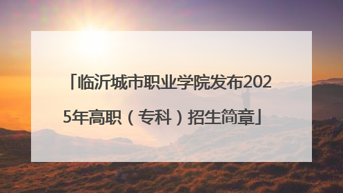 临沂城市职业学院发布2025年高职（专科）招生简章