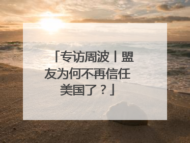 专访周波丨盟友为何不再信任美国了？
