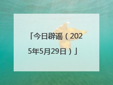 今日辟谣（2025年5月29日）