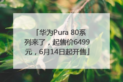 华为Pura 80系列来了，起售价6499元，6月14日起开售