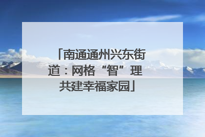 南通通州兴东街道：网格“智”理 共建幸福家园