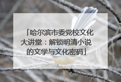 哈尔滨市委党校文化大讲堂：解锁明清小说的文学与文化密码