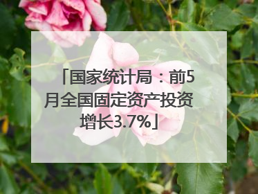 国家统计局：前5月全国固定资产投资增长3.7%
