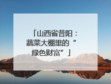 山西省昔阳：蔬菜大棚里的“绿色财富”