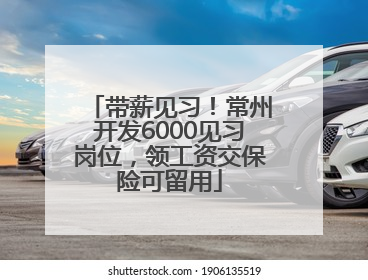 带薪见习！常州开发6000见习岗位，领工资交保险可留用