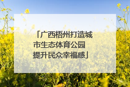 广西梧州打造城市生态体育公园 提升民众幸福感
