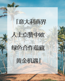 意大利商界人士点赞中欧绿色合作蕴藏黄金机遇