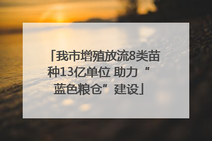 我市增殖放流8类苗种13亿单位 助力“蓝色粮仓”建设