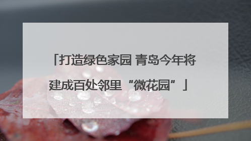 打造绿色家园 青岛今年将建成百处邻里“微花园”