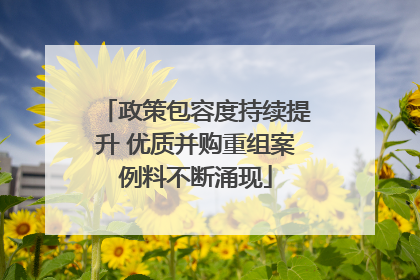 政策包容度持续提升 优质并购重组案例料不断涌现