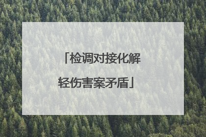 检调对接化解轻伤害案矛盾
