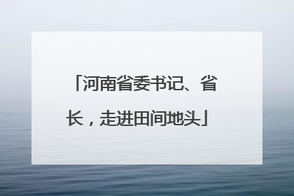 河南省委书记、省长，走进田间地头