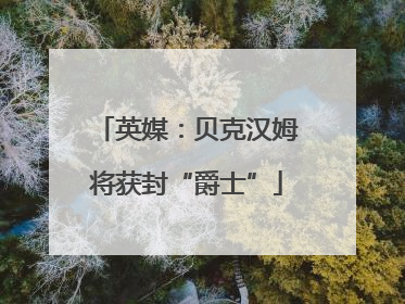 英媒：贝克汉姆将获封“爵士”