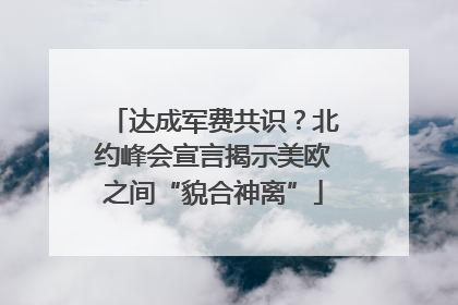 达成军费共识？北约峰会宣言揭示美欧之间“貌合神离”
