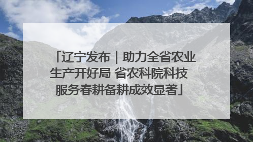辽宁发布｜助力全省农业生产开好局 省农科院科技服务春耕备耕成效显著