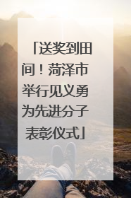 送奖到田间！菏泽市举行见义勇为先进分子表彰仪式