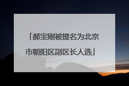 郝宝刚被提名为北京市朝阳区副区长人选