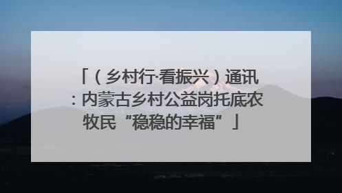 （乡村行·看振兴）通讯：内蒙古乡村公益岗托底农牧民“稳稳的幸福”