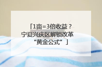1亩=3倍收益？宁夏兴庆区解锁改革“黄金公式”