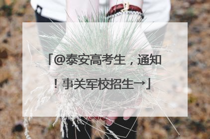@泰安高考生，通知！事关军校招生→